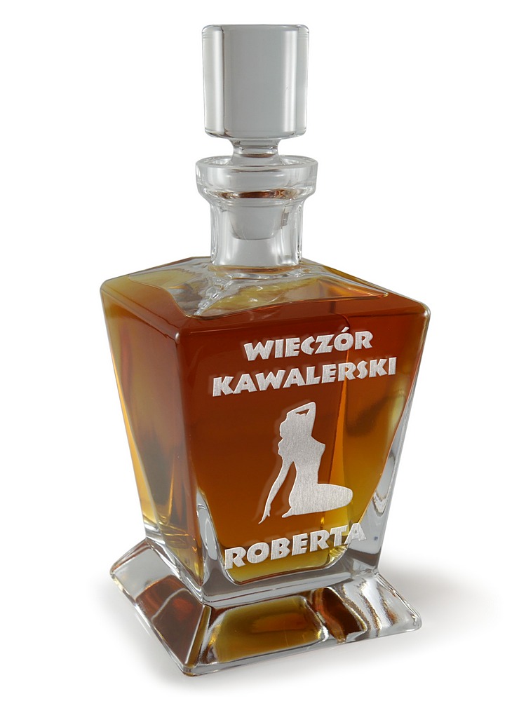 Szklana karafka do whisky z grawerem prezent na wieczór kawalerski (KFI-02)