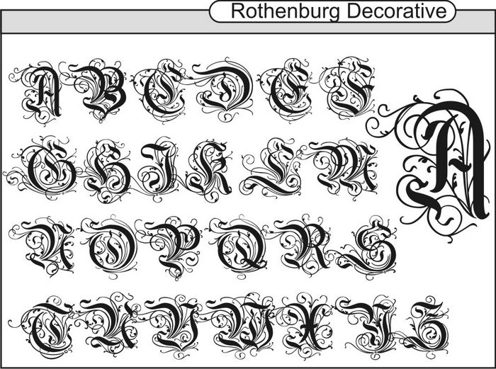 czcionka inicjały rothenburg decorative